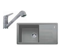 Franke - Set de cuisine G122, évier en fragranit BSG 611-78/39 + robinet FC 9547.084, pierre grise 114.0441.185