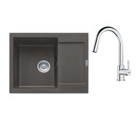 Franke - Set de cuisine G256ŠB, évier en fragranite MRG 611-62 et mitigeur FS 3229.031, gris ardoise/chrome 114.0720.183