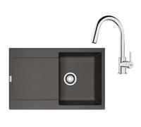 Franke - Set de cuisine G258ŠB, évier en fragranite MRG 611 et mitigeur FS 3229.031, gris ardoise/chrome 114.0720.185