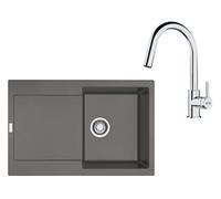 Franke - Set de cuisine G258ŠK, évier en fragranit MRG 611+ robinet FS 3229.031, gris pierre / chrome 114.0700.719