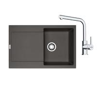 Franke - Set de cuisine G259ŠB, évier en fragranite MRG 611 et mitigeur FS 3230.031, gris ardoise/chrome 114.0720.186