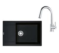 Franke - Set de cuisine G260O, évier en fragranit MRG 611-78 BB + robinet FS 3229.031, onyx/chrome 114.0700.724