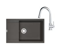 Franke - Set de cuisine G260ŠB, évier en fragranite MRG 611-78 BB et mitigeur FS 3229.031, gris ardoise/chrome 114.0720.187