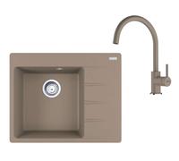 Franke - Set de cuisine G270KA, évier en fragranit CNG 611-62 TL/2 + robinet FC 6018.424, cachemire 114.0700.669