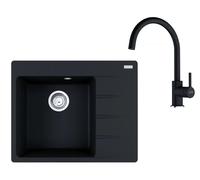 Franke - Set de cuisine G270O, évier en fragranit CNG 611-62 TL/2 + robinet FC 6018.071, onyx 114.0700.771