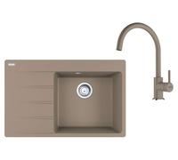 Franke - Set de cuisine G271KA, évier en fragranit CNG 611-78 TL/7 + robinet FC 6018.424, cachemire 114.0700.773