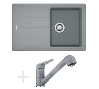Franke - Set de cuisine G57, évier en granit BFG 611-78, pierre gris + robinet FC 9547, pierre gris 114.0323.918