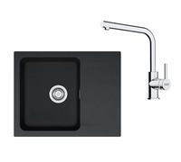 Franke - Set de cuisine T110Č, évier en tectonite OID 611-62 + robinet FN 3230.031, noir / chrome 143.0687.308