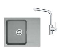 Franke - Set de cuisine T110Š, évier en tectonite OID 611-62 + robinet FN 3230.031, gris / chrome 143.0687.318