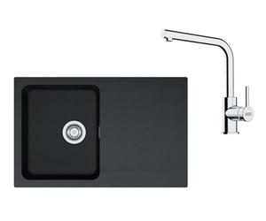 Franke - Set de cuisine T111Č, évier en tectonite OID 611-78 + robinet FN 3230.031, noir / chrome 143.0687.313