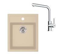 Franke - Set de cuisine T113BE, évier en tectonite SID 610-40 + robinet FN 3230.031, beige / chrome 143.0687.383