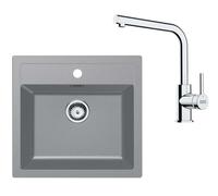 Franke - Set de cuisine T114Š, évier en tectonite SID 610 et robinet FN 3230.031, gris / chrome 143.0687.360