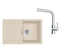 Franke - Set de cuisine T115BE, évier en tectonite S2D 611-78 et robinet FN 3230.031, beige / chrome 143.0687.395