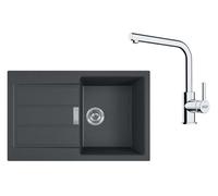 Franke - Set de cuisine T115Č, évier en tectonite S2D 611-78 et robinet FN 3230.031, noir / chrome 143.0687.348