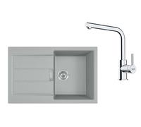 Franke - Set de cuisine T115Š, évier en tectonite S2D 611-78 et robinet FP 3230.031, gris / chrome 143.0687.349