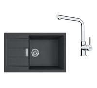 Franke - Set de cuisine T116Č, évier en tectonite S2D 611-78 XL et robinet FP 3230.031, noir/chrome 143.0687.353