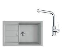 Franke - Set de cuisine T116Š, évier en tectonite S2D 611-78 XL et robinet FP 3230.031, gris/chrome 143.0687.354