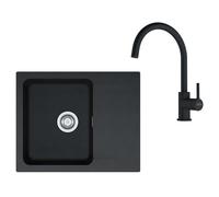 Franke - Set de cuisine T118Č, évier en tectonite OID 611-62 + robinet FP 6018.901, noir / noir mat 143.0687.311
