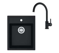 Franke - Set de cuisine T121Č,évier en tectonite SID 610-40 + robinet FN 6018.901, noir / noir mat 143.0687.336