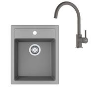 Franke - Set de cuisine T121Š, évier en tectonite SID 610-40 + robinet FN 6018.084, gris / gris pierre 143.0687.385