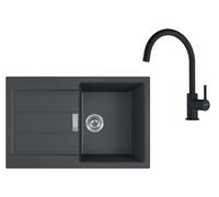 Franke - Set de cuisine T123Č,évier en tectonite SID 611-78 + robinet FN 6018.901, noir / noir mat 143.0687.352