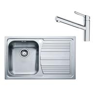 Franke - Set N83, évier en inox LLX 611/2 et mitigeur FC 3055.031, inox / chrome 101.0650.597