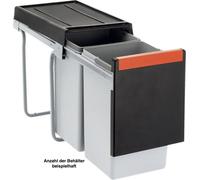 Franke Poubelle de tri Cube 30 – 2 bacs 20+10 L – Noir/Gris/Rouge – 134.0039.554