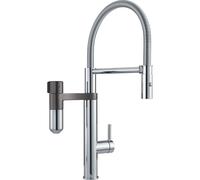 Franke - Vital Tap mitigeur d’évier avec filtration d’eau intégrée, bec flexible et douchette, chrome/gun metal 120.0621.230