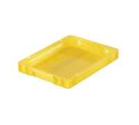 FRANKEL kaiserkraft | Bac gerbable normes Europe à parois ajourées et fond plein | L x l x h 400 x 300 x 50 mm | jaune | lot de 5