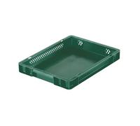 FRANKEL kaiserkraft | Bac gerbable normes Europe à parois ajourées et fond plein | L x l x h 400 x 300 x 50 mm | vert | lot de 5