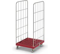 FRANKEL kaiserkraft | Roll-conteneur MODULAIRE | socle roulant en plastique | grillagé sur 2 côtés | socle rouge