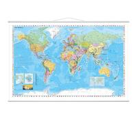 FRANKEN carte du monde, lamin?, (l)1.370 x (H)970 mm carte avec forme m?tallique des 2 c?t?s, inscri