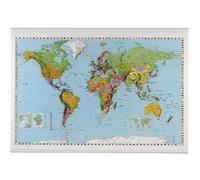 Franken carte du monde, lamin, (l)1.370 x (h)970 mm carte avec forme mtallique des 2 cts, inscriptible et nettoyable ... sec G
