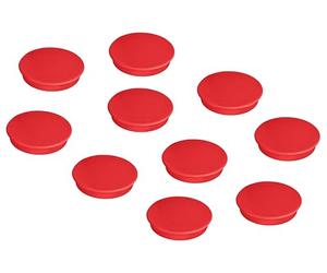 FRANKEN HM30 01 Lot de 10 aimants ronds de qualité supérieure pour bureau, maison, atelier, idéal pour tableaux blancs, réfrigérateur, tableaux de plantation ou vitrines, 32 mm, rouge
