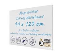 FRANKEN Infinity - SCM6103 - Tableau blanc magnétique sans cadre - 120 x 90 cm - Assemblage direct de plusieurs tableaux et orientation portrait ou paysage possible - Pour bureau et bureau à domicile