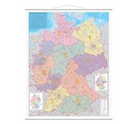 FRANKEN KAM400 - Tableau à cartes de l'Allemagne - 1:760000 - Inscriptible - Effaçable à sec - Avec barres métalliques - À enrouler - Fixation murale - 97 x 137 cm