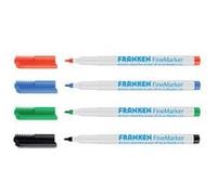 Franken Marqueur pour tableau blanc FineMarker Pointe fine 1 à 2 mm Étui de 4 rouge/vert/bleu/noir