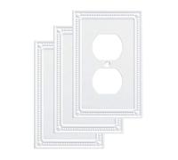 Franklin Brass Plaque murale classique perlée, couvercle de sortie duplex simple, blanc pur, lot de 3, W35059V-PW-C
