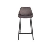 FRANKY 65 - Chaise de comptoir en velours gris Gris