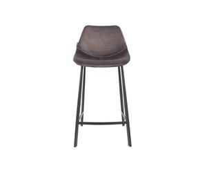 FRANKY 65 - Chaise de comptoir en velours gris Gris