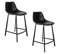 FRANKY 65 - Lot de 2 chaises de comptoir aspect cuir noir Noir