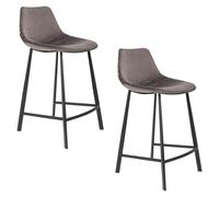 FRANKY 65 - Lot de 2 chaises de comptoir en velours gris Gris
