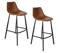 FRANKY 80 - Lot de 2 tabourets de bar aspect cuir marron Marron