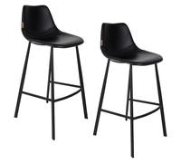 FRANKY 80 - Lot de 2 tabourets de bar aspect cuir noir Noir