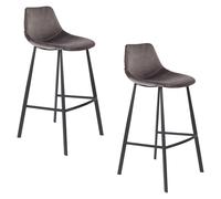 FRANKY 80 - Lot de 2 tabourets de bar en velours gris Gris