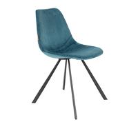 FRANKY - Chaise de repas velours bleu Bleu