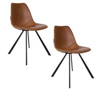 FRANKY - Lot de 2 chaises de repas aspect cuir marron Marron
