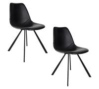 FRANKY - Lot de 2 chaises de repas aspect cuir noir Noir