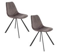FRANKY - Lot de 2 chaises de repas velours gris Gris