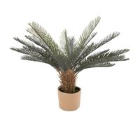 FRANKYSTAR Cycas 85 - Plante Artificielle Décorative Tropicale Cycas H85 cm Feuilles fines et brillantes pour Intérieur Extérieur avec Vase Beige